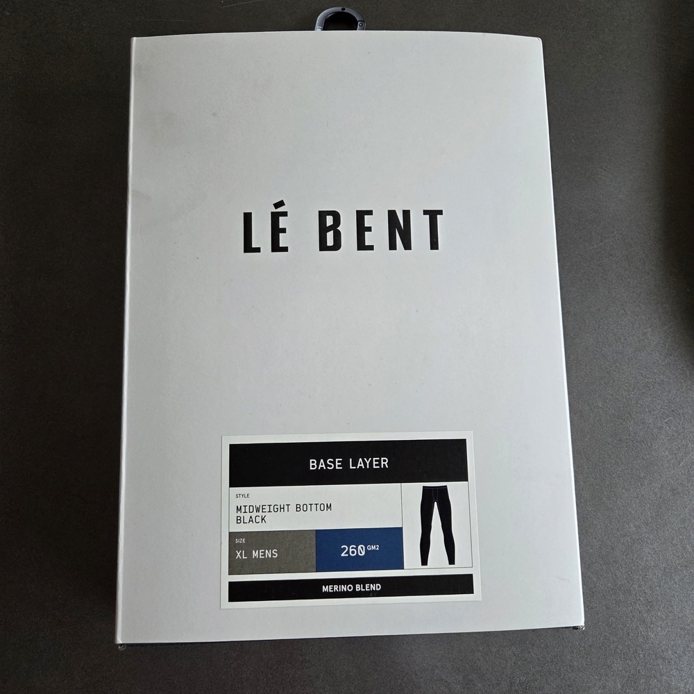 Le Bent Mens Black Wool Blend Base Layer Midweight Bottom 260 Size XL NWT $130